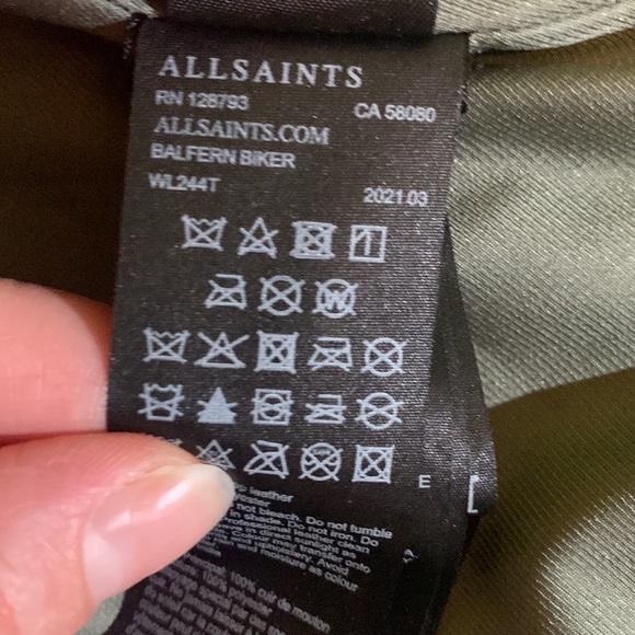 AllSaints Belted Crop Leather Moto Jacket - Picture 12 of 14